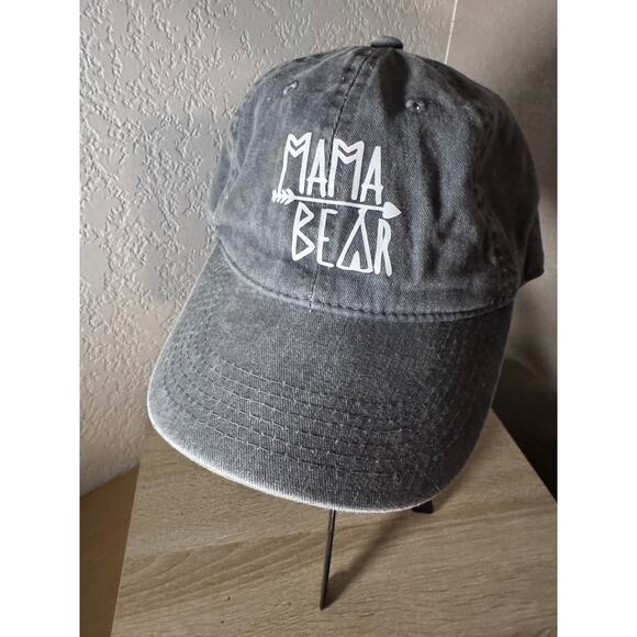 Mama Bear 100% Cotton Gray Adjustable Baseball Cap - Picture 1 of 5